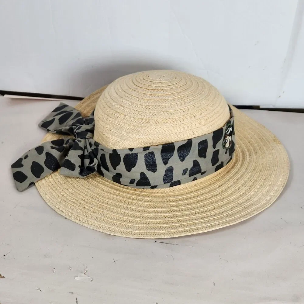 Walt Disney World Kids Minnie Mouse Animal Kingdom 100% Straw Sun‎ Hat
